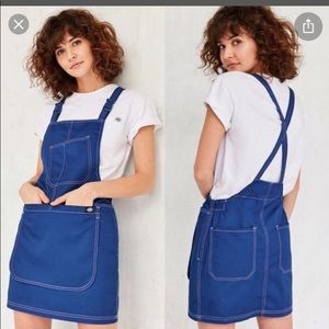 NEW UO Dickies Blue Pink Bib Skirt Overalls S